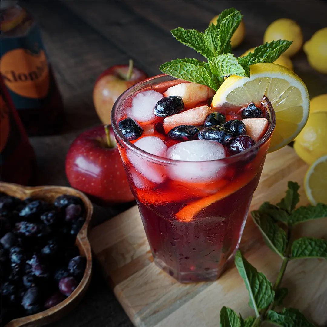 Haskap berry iced tea house drink at Klonbite Whitehorse Yukon